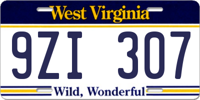 WV license plate 9ZI307