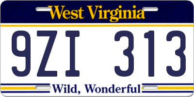 WV license plate 9ZI313