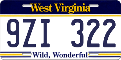 WV license plate 9ZI322