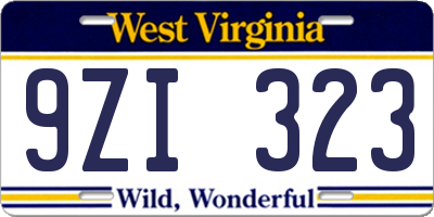 WV license plate 9ZI323