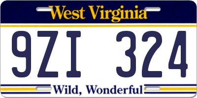 WV license plate 9ZI324