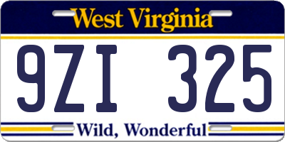 WV license plate 9ZI325