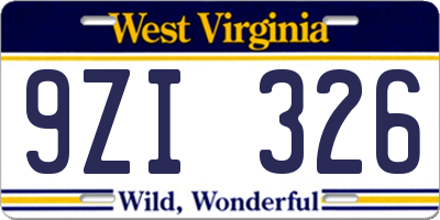 WV license plate 9ZI326
