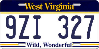 WV license plate 9ZI327