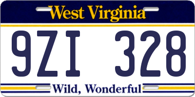 WV license plate 9ZI328