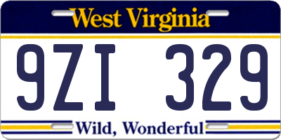 WV license plate 9ZI329