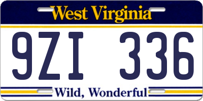 WV license plate 9ZI336
