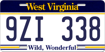 WV license plate 9ZI338