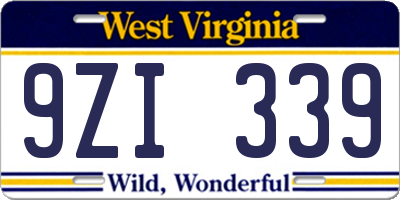 WV license plate 9ZI339