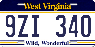 WV license plate 9ZI340
