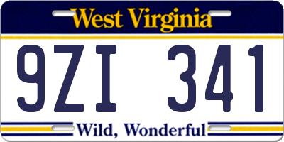 WV license plate 9ZI341