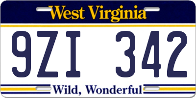 WV license plate 9ZI342