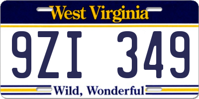 WV license plate 9ZI349