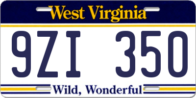 WV license plate 9ZI350