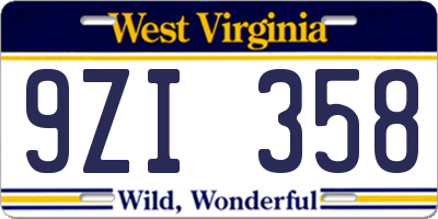 WV license plate 9ZI358
