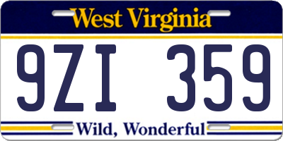 WV license plate 9ZI359