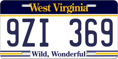 WV license plate 9ZI369
