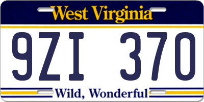 WV license plate 9ZI370