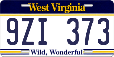 WV license plate 9ZI373