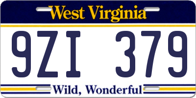 WV license plate 9ZI379