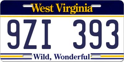 WV license plate 9ZI393