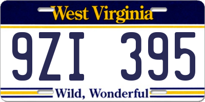 WV license plate 9ZI395