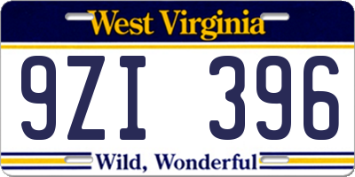 WV license plate 9ZI396