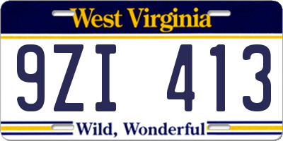 WV license plate 9ZI413