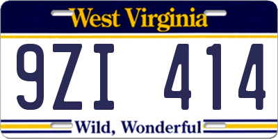 WV license plate 9ZI414