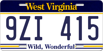 WV license plate 9ZI415