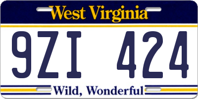 WV license plate 9ZI424