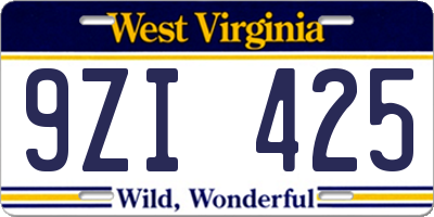 WV license plate 9ZI425