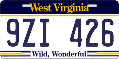 WV license plate 9ZI426