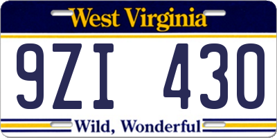 WV license plate 9ZI430