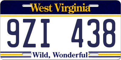 WV license plate 9ZI438
