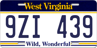 WV license plate 9ZI439