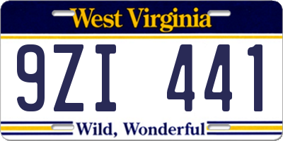 WV license plate 9ZI441