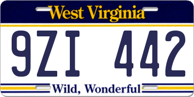 WV license plate 9ZI442