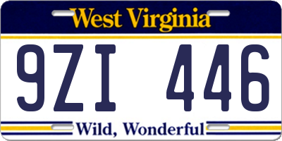WV license plate 9ZI446