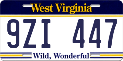 WV license plate 9ZI447