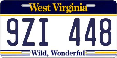 WV license plate 9ZI448