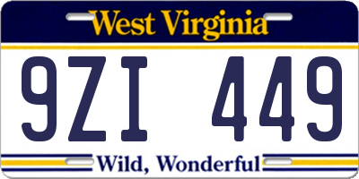 WV license plate 9ZI449