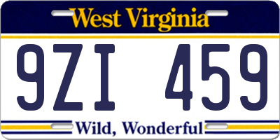 WV license plate 9ZI459