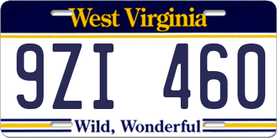 WV license plate 9ZI460