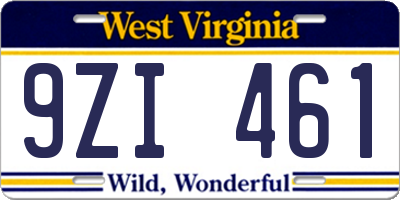 WV license plate 9ZI461