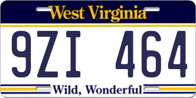 WV license plate 9ZI464