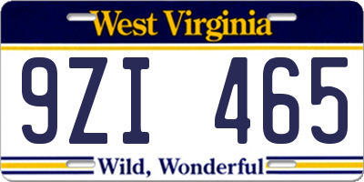 WV license plate 9ZI465