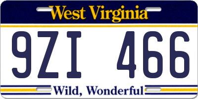 WV license plate 9ZI466