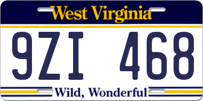WV license plate 9ZI468