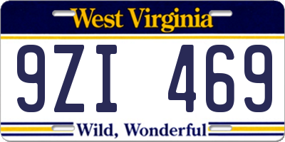WV license plate 9ZI469